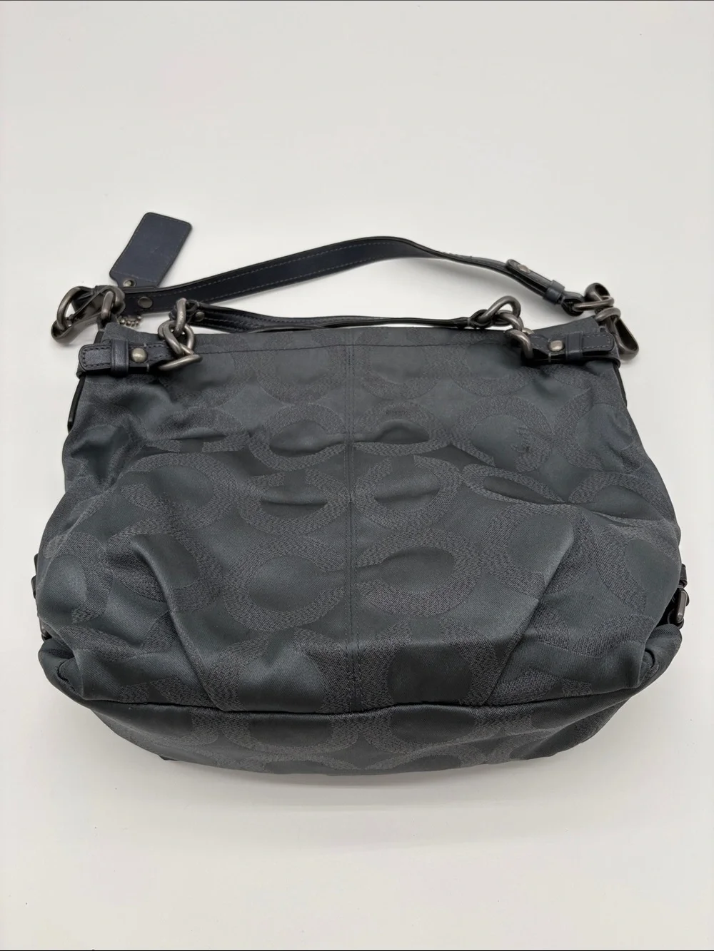 Coach Brook Silver Grey Jacquard Signature Hobo Bag BLEMISH